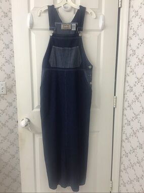 Studio Ease Vintage 90’s Denim Maxi Pinafore/Overalls Cotton Sz 8 Dress NWOT.